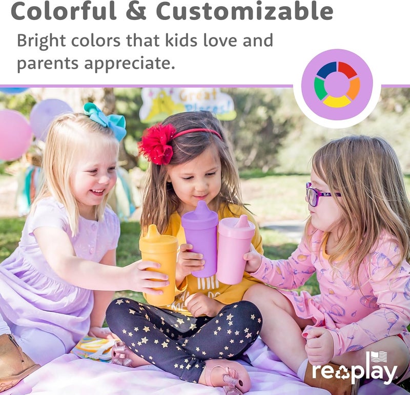 Replay Re Play Made in USA 10 Oz. Sippy Cups for Toddlers, Pack of 4 - Image 2